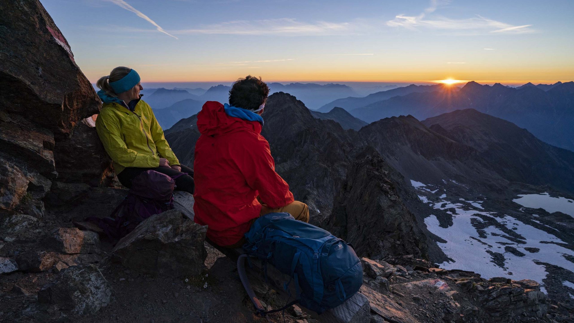 Auf Similaun und Wildspitze von unserem Hotel in Vent